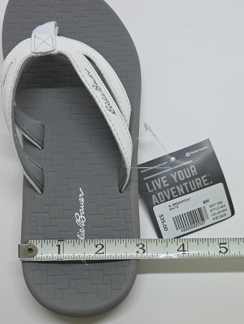 NWT Eddie Bauer White Faux Leather Flip Flops Slip On Womens 6 - Picture 14 of 14